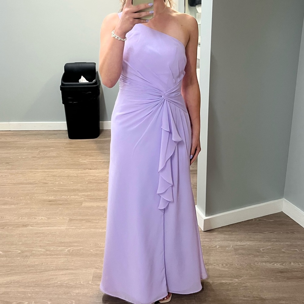 JJs House Lilac Ruched One Shoulder Bridesmaid Dress